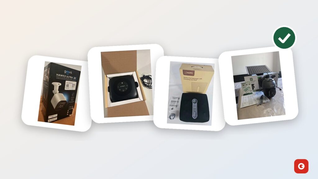 Boîte ouverte ou remis à neuf : boîtes de vrais produits boîte ouverte, dont la caméra Geeni HAWK3 ULTRA, le haut-parleur de conférence EMEET, le masseur de pieds Naipo et la caméra SOLIOM